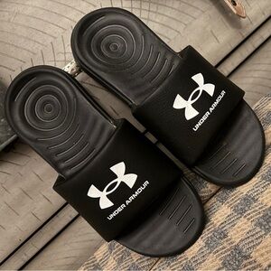 Under Armour Black and White Slide Sandals